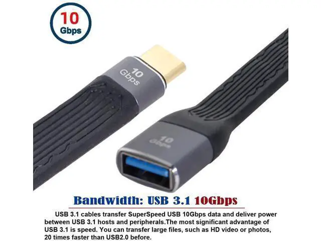 Alt view image 2 of 7 - 13cm FPC Flat USB3.1 Type-C Male Host to USB3.0 Type-A Female OTG Cable | Slim Low Profile Data Cord for Phones & Laptops