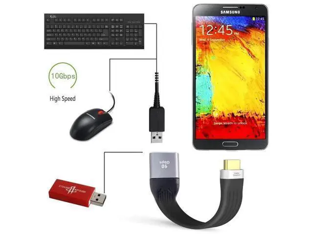 Alt view image 4 of 7 - 13cm FPC Flat USB3.1 Type-C Male Host to USB3.0 Type-A Female OTG Cable | Slim Low Profile Data Cord for Phones & Laptops