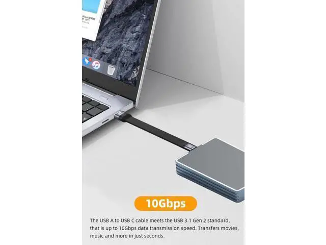 Alt view image 2 of 5 - 5.3 Inch Short USB A to USB C Cable, 60W Fast Charging 10Gbps Data Cord for Portable SSD, Power Bank, Android Auto, Laptop, Tablet & Phone