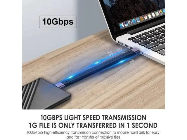 Alt view image 2 of 7 - 13cm Flat Slim FPC Cable, USB 3.1 Type C Female to USB 3.0 Type A Male, 10Gbps Data Transfer for Laptop Phone