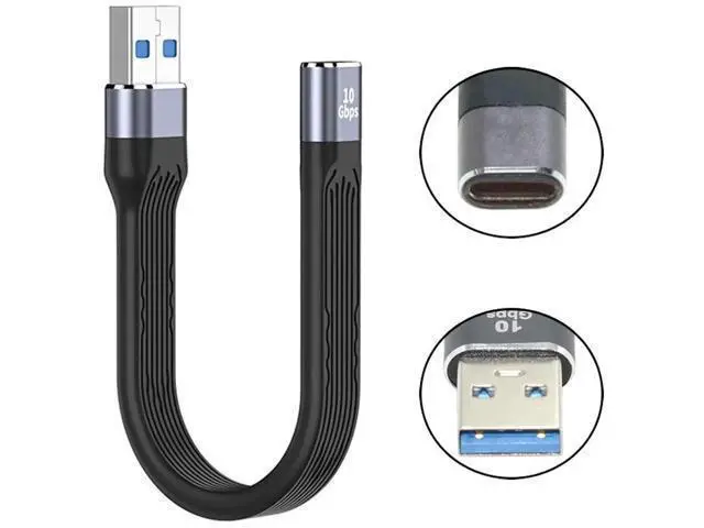 Alt view image 3 of 7 - 13cm Flat Slim FPC Cable, USB 3.1 Type C Female to USB 3.0 Type A Male, 10Gbps Data Transfer for Laptop Phone