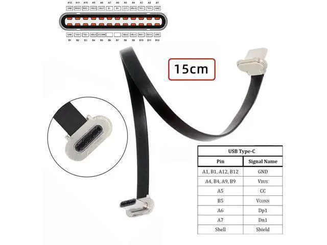 Alt view image 2 of 7 - 15cm Angled Ultra Slim Flat USB-C to USB-C Cable | USB2.0 65W PD Fast Charging Cord for Laptop, Tablet & Phone