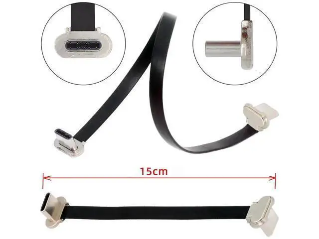 Alt view image 6 of 7 - 15cm Angled Ultra Slim Flat USB-C to USB-C Cable | USB2.0 65W PD Fast Charging Cord for Laptop, Tablet & Phone