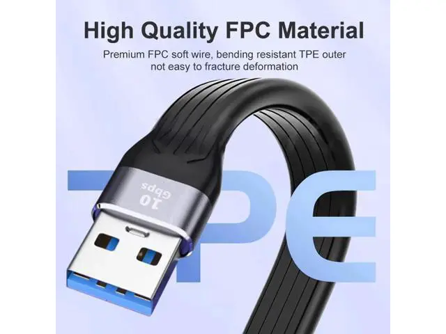 Alt view image 5 of 7 - 13cm Flat Slim FPC Cable, USB 3.1 Type C Female to USB 3.0 Type A Male, 10Gbps Data Transfer for Laptop Phone