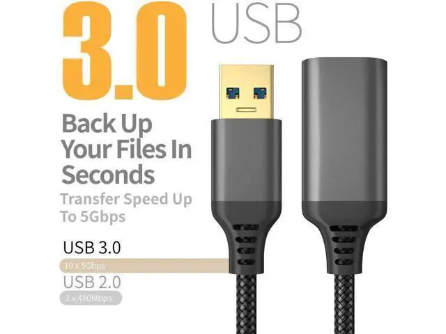 Alt view image 3 of 7 - USB 3.0 Extension Cable Type A Male to Female Extension Cord, High Data Transfer Compatible with USB Keyboard, Mouse, Flash Drive, Hard Drive 3.3 ft.