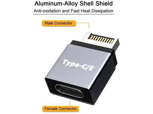 Alt view image 5 of 7 - USB3.1 Gen2 Type-E Male to USB-C Female Front Panel Adapter, Motherboard Internal Type-E Header to Reversible Type-C Port Expansion Converter