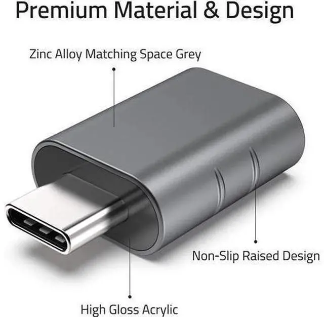 Alt view image 2 of 6 - 2 Pack USB-C to USB 3.0 Adapter, Thunderbolt 3 Compatible Converter, Space Grey for MacBook, XPS & Type C Devices