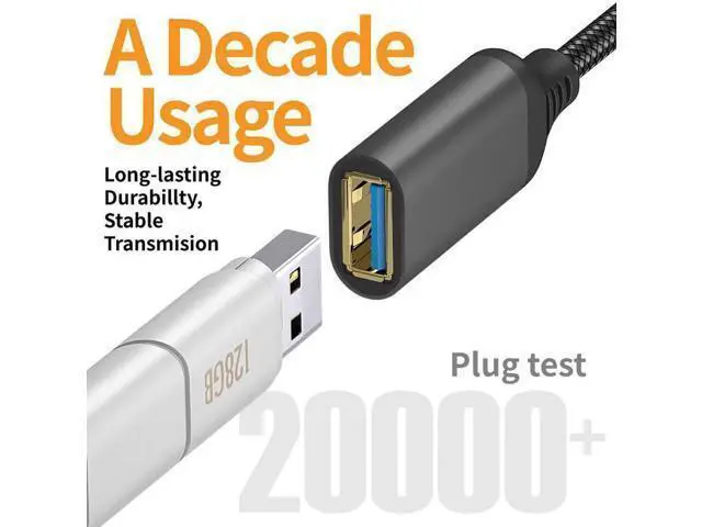 Alt view image 5 of 7 - USB 3.0 Extension Cable Type A Male to Female Extension Cord, High Data Transfer Compatible with USB Keyboard, Mouse, Flash Drive, Hard Drive 3.3 ft.