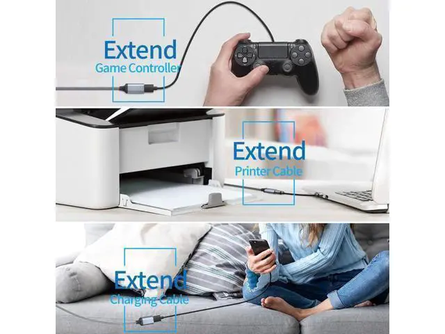 Alt view image 4 of 7 - USB 3.0 Extension Cable Type A Male to Female Extension Cord, High Data Transfer Compatible with USB Keyboard, Mouse, Flash Drive, Hard Drive 3.3 ft.