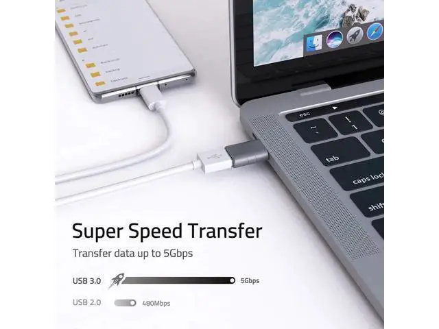 Alt view image 3 of 6 - 2 Pack USB-C to USB 3.0 Adapter, Thunderbolt 3 Compatible Converter, Space Grey for MacBook, XPS & Type C Devices