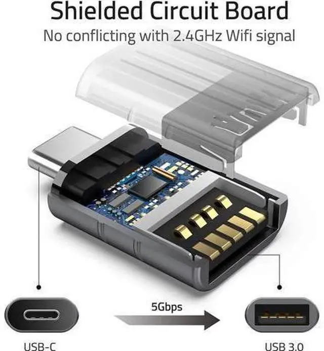 Alt view image 5 of 6 - 2 Pack USB-C to USB 3.0 Adapter, Thunderbolt 3 Compatible Converter, Space Grey for MacBook, XPS & Type C Devices