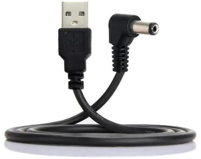 Main image of 120CM Right-Angled USB2.0 A Male to 5.5×1.5mm DC Barrel Power Cable, 90 Degree 5V Charging Cord