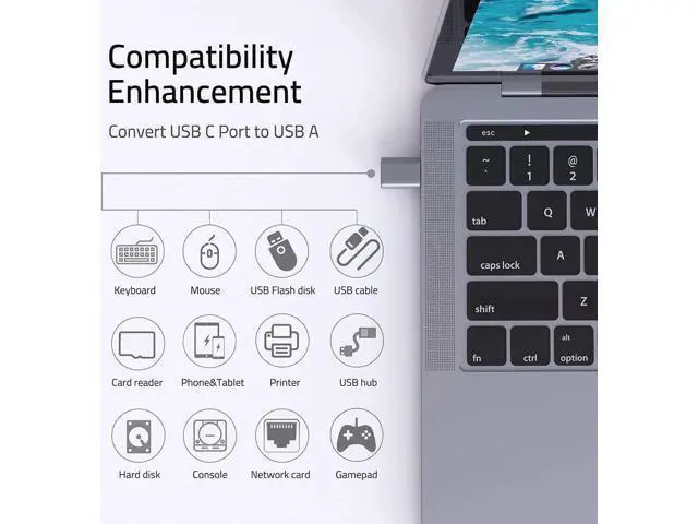 Alt view image 6 of 6 - 2 Pack USB-C to USB 3.0 Adapter, Thunderbolt 3 Compatible Converter, Space Grey for MacBook, XPS & Type C Devices