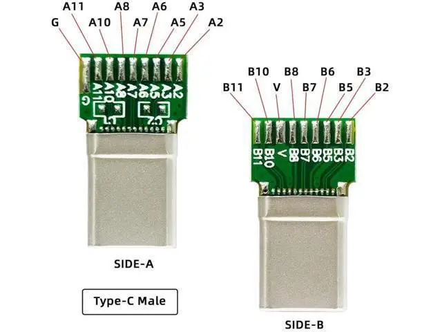 Alt view image 3 of 7 - 2 Pack USB C DIY Connector, USB 3.1 Type C PD 65W 18Pin Male & Female Solder Adapter with PCB Board for Port Repair Replacement