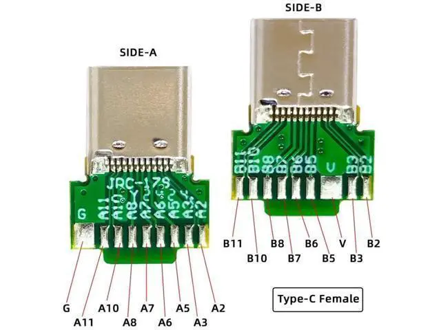 Alt view image 2 of 7 - 2 Pack USB C DIY Connector, USB 3.1 Type C PD 65W 18Pin Male & Female Solder Adapter with PCB Board for Port Repair Replacement