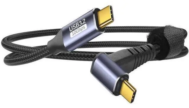Main image of 90 Degree Right Angle USB C to USB C Cable 0.5M/1.6FT, USB3.1 Gen2 10Gbps Data, 4K@60Hz Video & 100W PD Fast Charging Cord