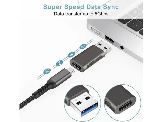 Alt view image 4 of 7 - 4 Pack USB C & USB A Converter Adapters, 2×USB-C Male to USB-A Female + 2×USB-A Male to USB-C Female, Fast Charging & High Speed Data Transfer Plug for iPhone, iPad, Laptop, PC and USB-C Devices