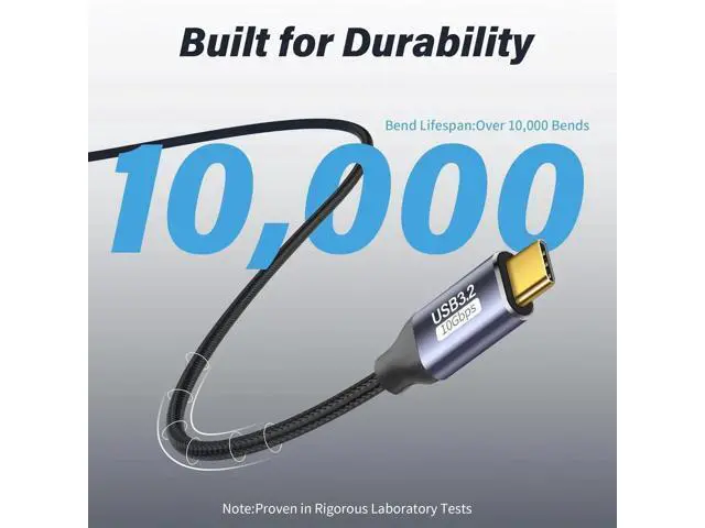 Alt view image 6 of 6 - 90 Degree Right Angle USB C to USB C Cable 0.5M/1.6FT, USB3.1 Gen2 10Gbps Data, 4K@60Hz Video & 100W PD Fast Charging Cord