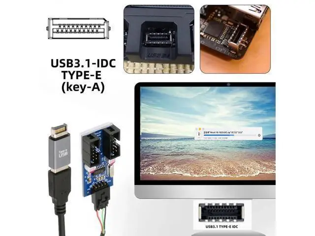 Alt view image 2 of 7 - USB3.1 Type-E 20Pin Male to Dual USB2.0 A Female + 9Pin/10Pin Motherboard Header Internal Hub Adapter, 1-to-2 USB Port Multiplier Splitter Cable