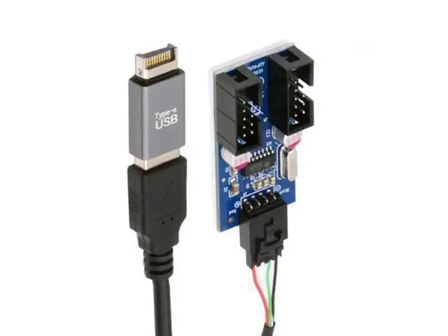 Alt view image 6 of 7 - USB3.1 Type-E 20Pin Male to Dual USB2.0 A Female + 9Pin/10Pin Motherboard Header Internal Hub Adapter, 1-to-2 USB Port Multiplier Splitter Cable