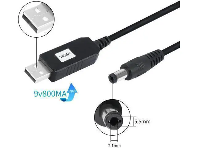 Alt view image 6 of 6 - 1M/3.3FT USB to DC 5.5x2.1mm Step Up Cable, DC 5V to 9V Voltage Converter Cord Max 800mA for Fan, LED Light, Router & Speaker
