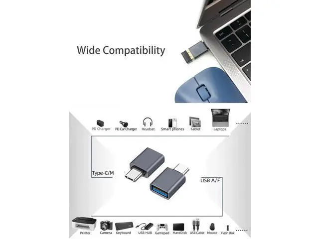 Alt view image 3 of 6 - 3-Pack Grey USB3.2 Gen2 10Gbps USB-C Male to USB-A Female Adapter, Type-C to USB-A Converter for MacBook, Laptops & Thunderbolt 3/4 Devices