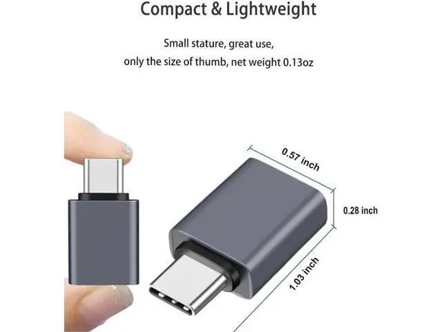 Alt view image 2 of 6 - 3-Pack Grey USB3.2 Gen2 10Gbps USB-C Male to USB-A Female Adapter, Type-C to USB-A Converter for MacBook, Laptops & Thunderbolt 3/4 Devices
