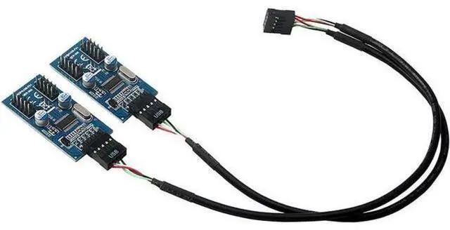 Main image of 30CM Internal USB2.0 9Pin Header Splitter Cable, 1-to-4 Hub Adapter (1 Male to 2 Male Mainboard USB 2.0 Header Extension Cord)