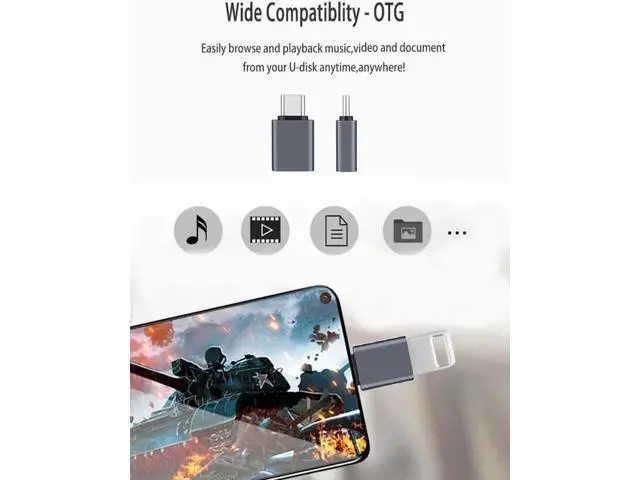 Alt view image 6 of 6 - 3-Pack Grey USB3.2 Gen2 10Gbps USB-C Male to USB-A Female Adapter, Type-C to USB-A Converter for MacBook, Laptops & Thunderbolt 3/4 Devices