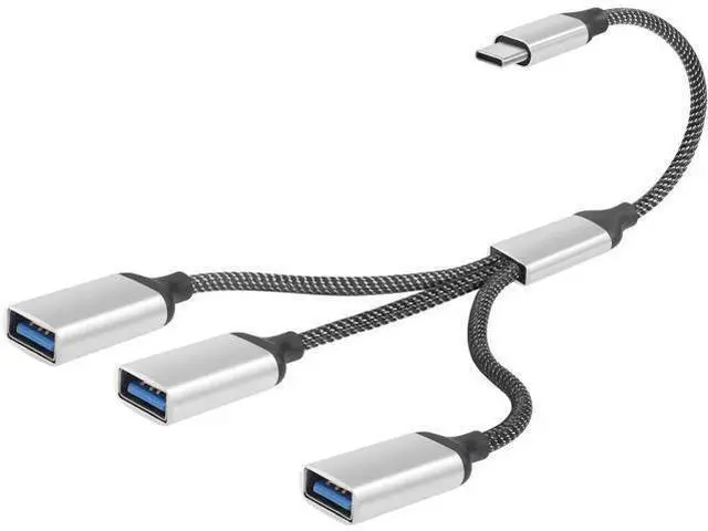 Main image of 20CM USB-C OTG Y Splitter Cable, USB 3.0 Type C Male to 3-Port USB A Female Multiport Hub for Car, Laptop & PC