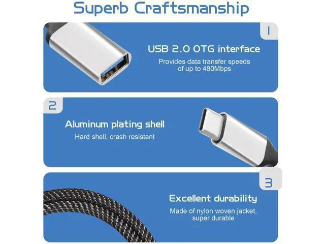 Alt view image 3 of 6 - 20CM USB-C OTG Y Splitter Cable, USB 3.0 Type C Male to 3-Port USB A Female Multiport Hub for Car, Laptop & PC