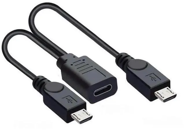 Main image of 0.3M USB-C 1 to 2 Micro USB Splitter Charging Cable, Dual Micro USB Port Multi Charging Cord for Two Devices Simultaneously