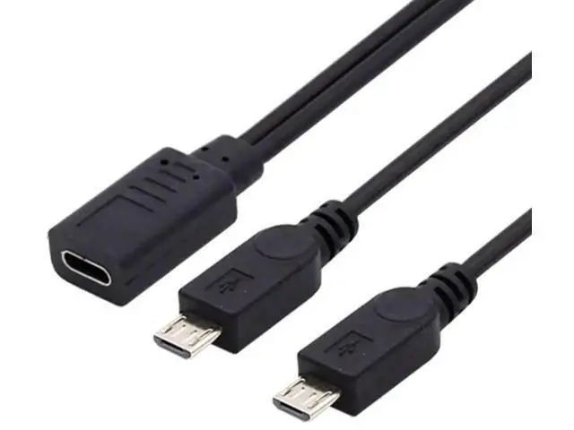 Alt view image 3 of 7 - 0.3M USB-C 1 to 2 Micro USB Splitter Charging Cable, Dual Micro USB Port Multi Charging Cord for Two Devices Simultaneously