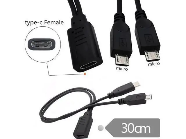 Alt view image 5 of 7 - 0.3M USB-C 1 to 2 Micro USB Splitter Charging Cable, Dual Micro USB Port Multi Charging Cord for Two Devices Simultaneously