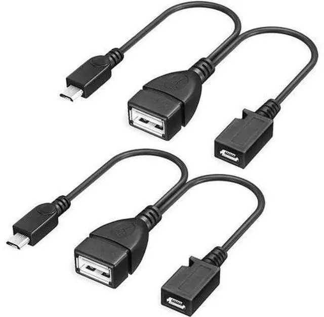 Main image of 2 Pack 8 Inch 2-in-1 Micro USB OTG Y Splitter Cable, Micro USB to USB A Female with Micro-B Charging Port for Android, Fire Stick, 2.5" SSD