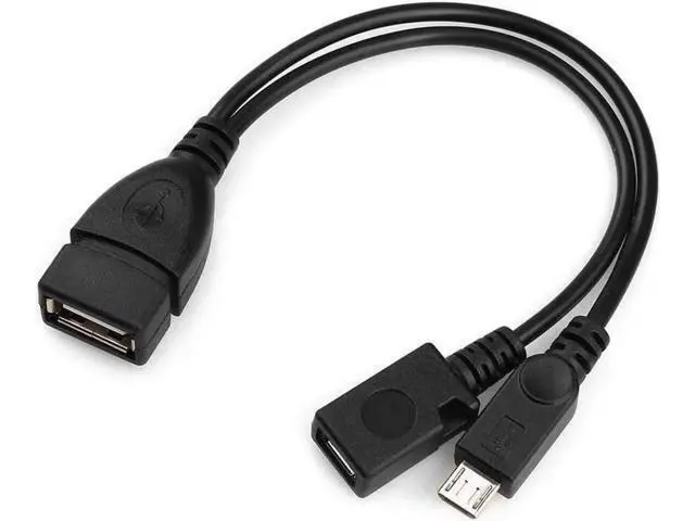 Alt view image 5 of 6 - 2 Pack 8 Inch 2-in-1 Micro USB OTG Y Splitter Cable, Micro USB to USB A Female with Micro-B Charging Port for Android, Fire Stick, 2.5" SSD
