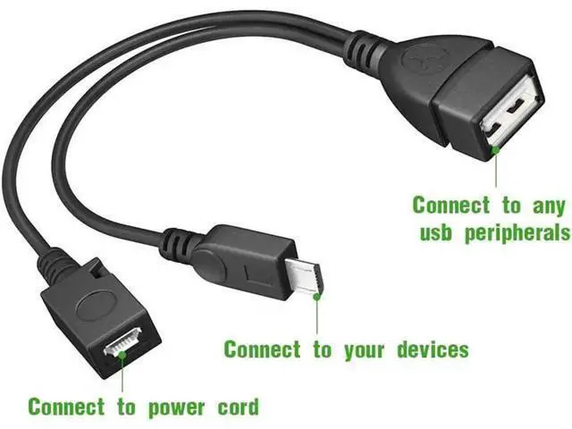 Alt view image 6 of 6 - 2 Pack 8 Inch 2-in-1 Micro USB OTG Y Splitter Cable, Micro USB to USB A Female with Micro-B Charging Port for Android, Fire Stick, 2.5" SSD