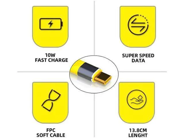 Alt view image 7 of 7 - 13cm Yellow Slim FPC Flat USB3.1 Gen2 Type-C Male Host to USB3.0 A Female OTG Cable | 10Gbps High Speed