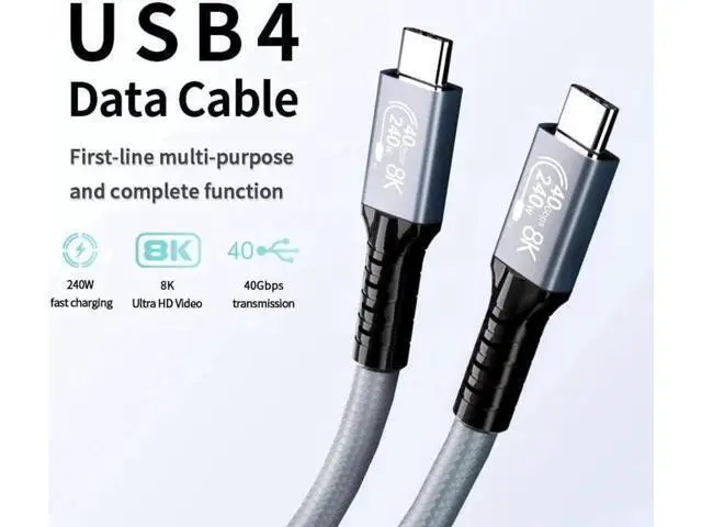 Alt view image 3 of 7 - 1.6FT 240W USB4 USB-C to USB-C Cable | 40Gbps, 8K/5K@60Hz Video, Thunderbolt 3/4 Compatible for MacBook, eGPU & Docking Station