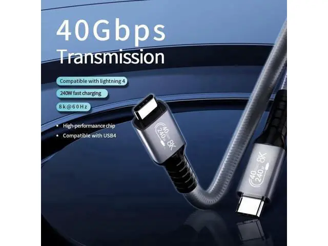 Alt view image 5 of 7 - 1.6FT 240W USB4 USB-C to USB-C Cable | 40Gbps, 8K/5K@60Hz Video, Thunderbolt 3/4 Compatible for MacBook, eGPU & Docking Station