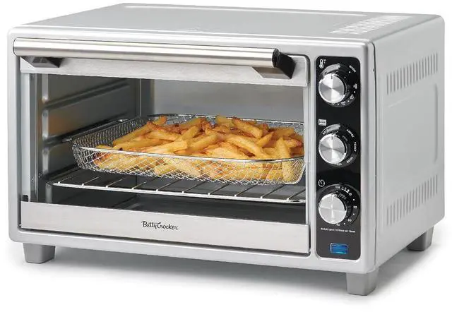 Main image of Betty Crocker Air Fryer Convection Toaster Oven, Multifunction 6-Slice Toaster and Air Fryer Oven, 0.8 Cu. Ft. 6 Slice Capacity AirFryer Toaster Oven Combo, 7 Function Convection Oven,Silver