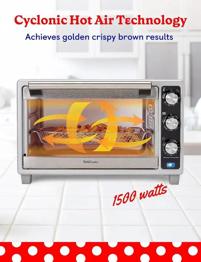 Alt view image 2 of 7 - Betty Crocker Air Fryer Convection Toaster Oven, Multifunction 6-Slice Toaster and Air Fryer Oven, 0.8 Cu. Ft. 6 Slice Capacity AirFryer Toaster Oven Combo, 7 Function Convection Oven,Silver