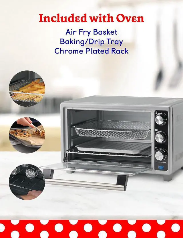 Alt view image 4 of 7 - Betty Crocker Air Fryer Convection Toaster Oven, Multifunction 6-Slice Toaster and Air Fryer Oven, 0.8 Cu. Ft. 6 Slice Capacity AirFryer Toaster Oven Combo, 7 Function Convection Oven,Silver