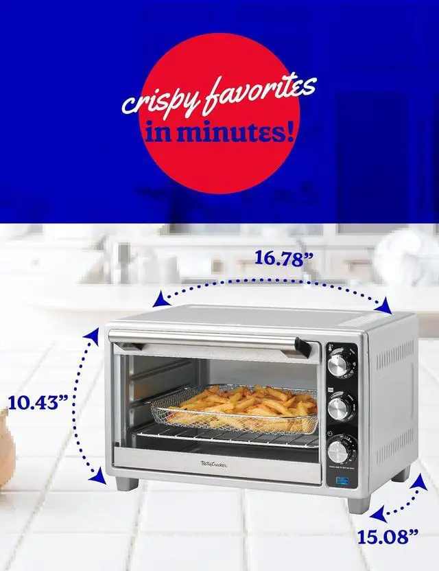 Alt view image 6 of 7 - Betty Crocker Air Fryer Convection Toaster Oven, Multifunction 6-Slice Toaster and Air Fryer Oven, 0.8 Cu. Ft. 6 Slice Capacity AirFryer Toaster Oven Combo, 7 Function Convection Oven,Silver