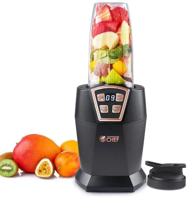 Main image of COMMERCIAL CHEF Personal Blender With 3 Modes for Smoothies, Shakes & More - 1000W With 6 Stainless Steel Blades and LED Display