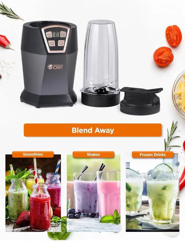 Alt view image 2 of 7 - COMMERCIAL CHEF Personal Blender With 3 Modes for Smoothies, Shakes & More - 1000W With 6 Stainless Steel Blades and LED Display