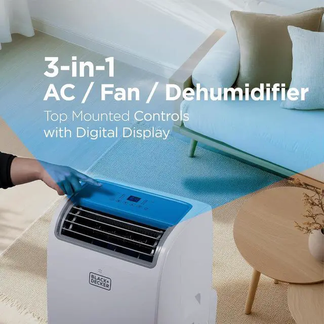 Alt view image 5 of 7 - BLACK+DECKER Smart Portable Air Conditioner, 14,000 BTU for Rooms up to 700 Sq. Ft., Smart Portable AC with Follow Me Remote and Window Kit, BPACT14WT, White