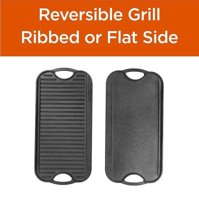 Alt view image 2 of 7 - Commercial CHEF Cast Iron Griddle, Reversible Grill Griddle with Dual Handles for Stove, Oven and Outdoors