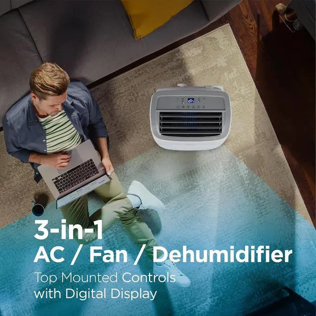 Alt view image 4 of 7 - BLACK+DECKER Portable Air Conditioner, 10,000 BTU (5,550 DOE) for Rooms up to 450 Sq. Ft., Portable AC with Follow Me Remote Control and Window Kit, BPACT10WT, White