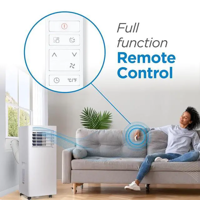 Alt view image 2 of 7 - BLACK+DECKER Portable Air Conditioner, 8,500 BTU (5,100 BTU SACC) for Rooms Up To 350 Sq. Ft., Portable AC with Full Function Remote Control & Window Kit, BPACT05SM, White